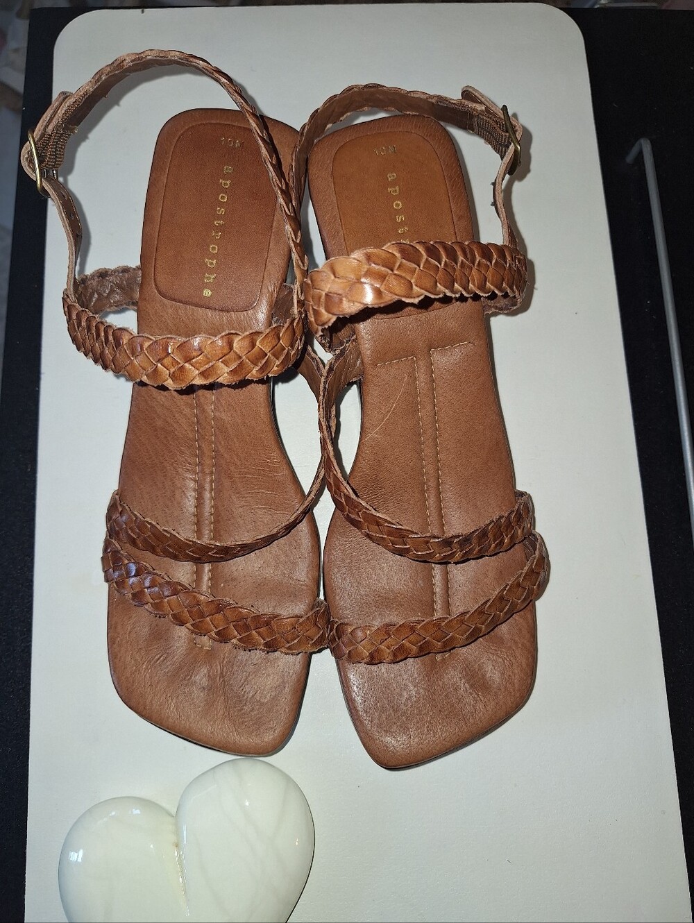 Apostrophe Braided Tan Leather-Strap Women's Sandals